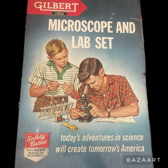 Vintage 1958 Gilbert 13024 Microscope And Lab Set Pyrex - Picture 1 of 5